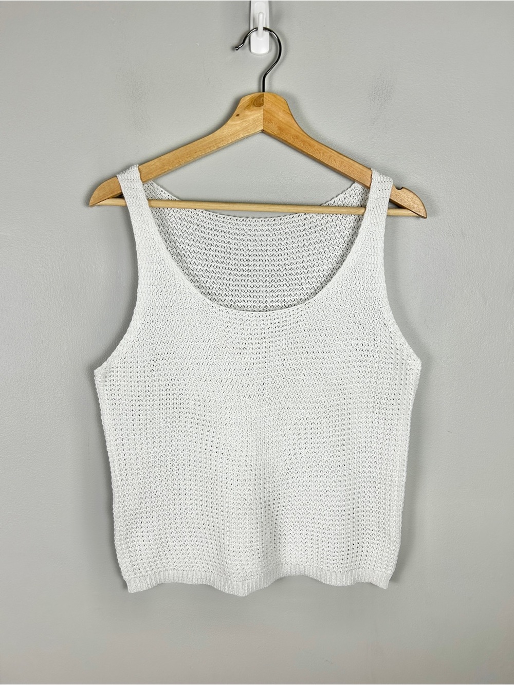 Open Knit Tank Top White Medium Coastal‎ Summer Minimal Clean Girl